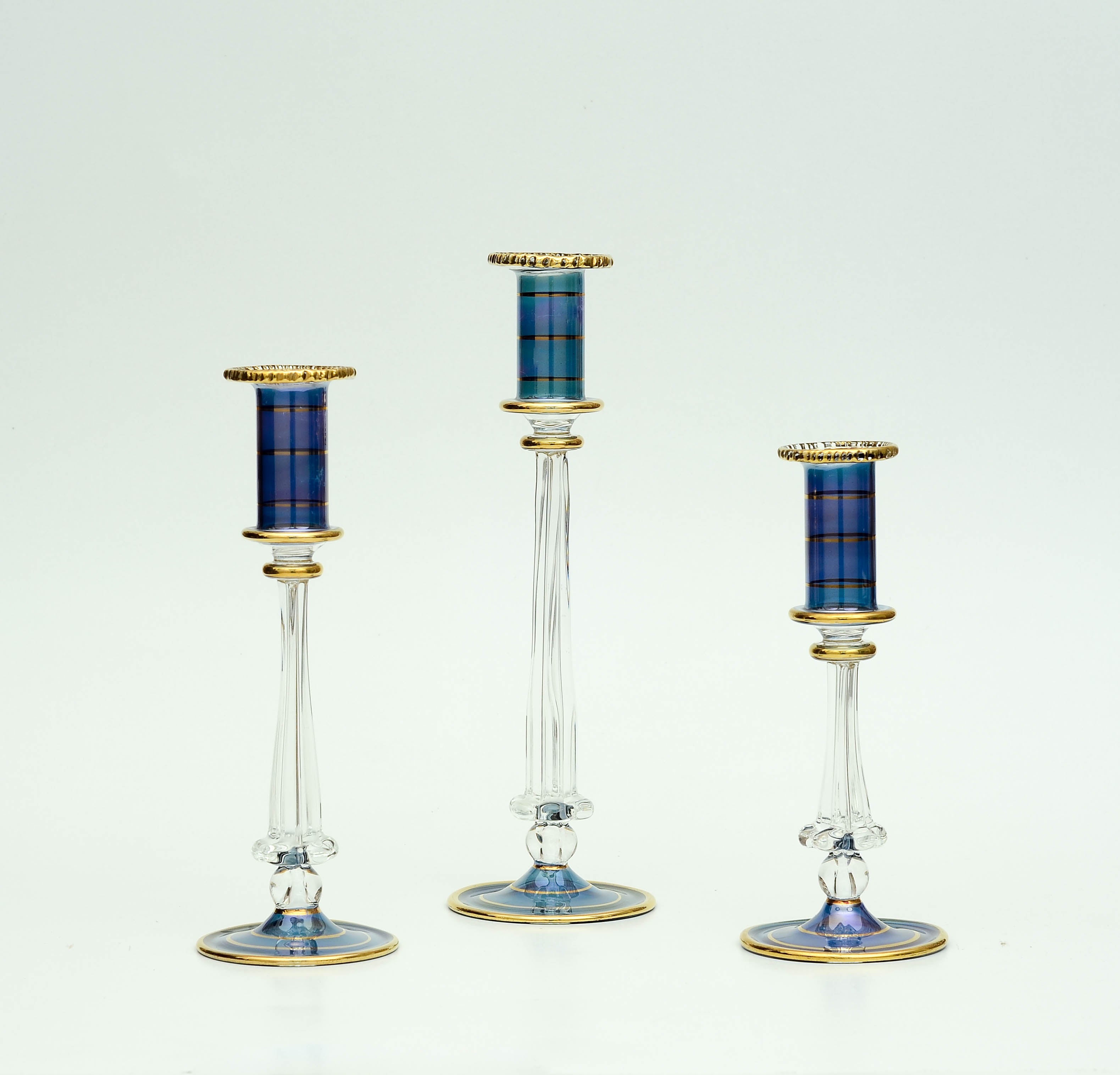 Royal Blue Gold-Banded Candlestick