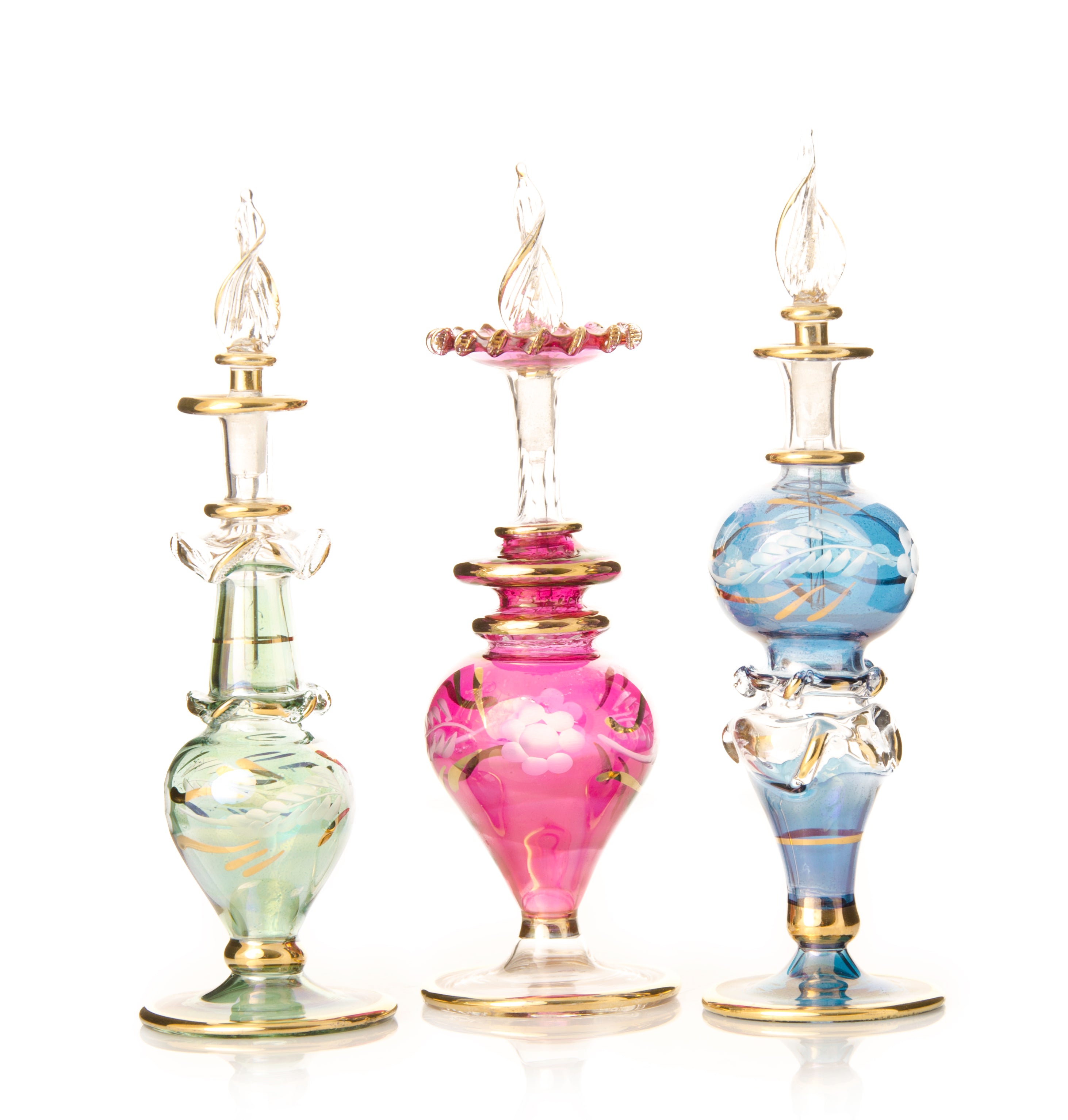 Handmade Glass Perfume Bottle – Gold Decor – Model 15